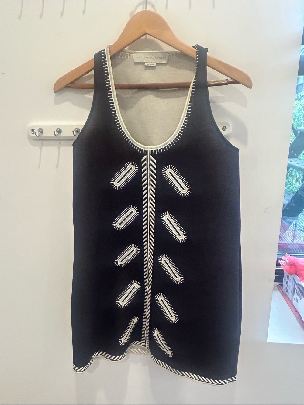 Stella McCartney Black Dress with White Embroidered Trim